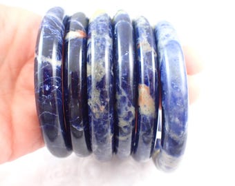 63.3mm Beautiful Natural Sodalite Crystal Bangle Bracelet - Smooth Finish Round Inside - Blue Sodalite Crystal Bangle Bracelet #JEWEL#1380