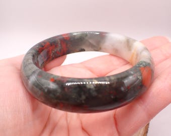 59.9mm African Bloodstone Pyrite Crystal Bangle Cuff - Red Gray Crystal - Natural African Bloodstone Crystal Bangle Bracelet #JEWEL#1723