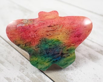Colorful Agate Crystal Butterfly Carving - Smooth Red Orange Green Crystal - 2.25 Inch Flat Back - Dyed Agate Butterfly Crystal #ANMLS#1118