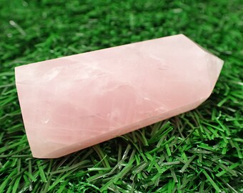 1 Piece Natural Rose Quartz Crystal Tower - Pink Faceted Smooth Polished - 67x27x24mm Pink Rose Quartz - Crystal Point Tower #TOWER#1093