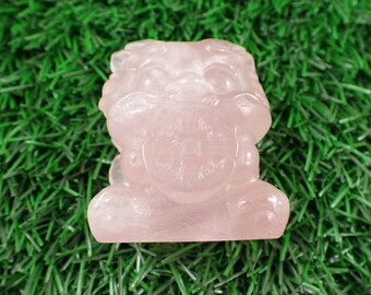 Pretty Pink Rose Quartz Crystal Money Dragon - Light Pink Standing Carving - Pink Crystal Figure - 2 Inch Quartz Money Dragon #ANMLS#1199