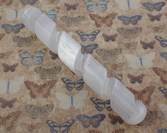 1 Piece Natural Selenite Crystal Wand - Twisted White Crystal Massage Wand - Rounded Ends Great Condition - Selenite Crystals #WANDS#1013