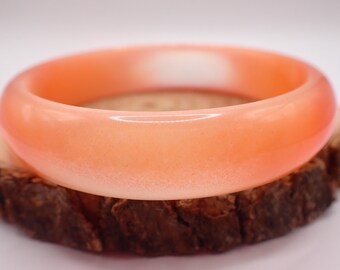 62.6mm Bright Shiny Orange Cats Eye Crystal Bangle Bracelet - Smooth Finish Flat Inside - Bangle Bracelet - Cat Eye Crystal #JEWEL#1705