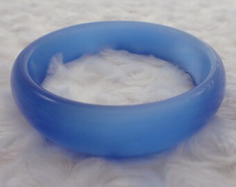 61.6mm Beautiful Shiny Blue Cats Eye Crystal Bangle Bracelet - Smooth Finish Flat Inside - Bangle Bracelet - Cats Eye Crystal #JEWEL#1163