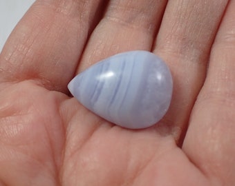 1 Piece Natural Blue Lace Agate Crystal Teardrop Cabochon - High Quality Cab - Banded Blue Lace Agate - Smooth Teardrop Cabochon #CRVNG#1018