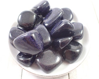 6 Pcs Sparkly Blue Sandstone Crystal Tumbles - Rounded Smooth Polished Tumbled Stones - Blue Sandstone Glitter Crystal Tumbles #TUMBL#1007