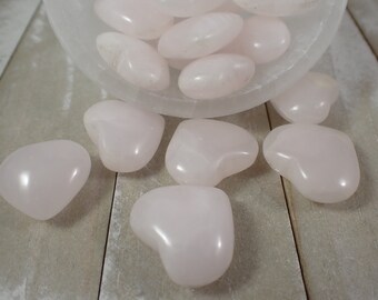 1 Piece Mini Pink Calcite Crystal Heart - Rounded Smooth UV Reactive - Light Pink Calcite Crystals - 1 Inch Mangano Calcite #MINIS#1112