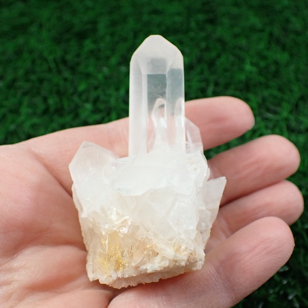 1 Piece Natural Clear Quartz Cluster - Small Crystal Specimen Points - White Yellow Part Translucent - 2.5 Inches Quartz Crystal #RAWSM#1042