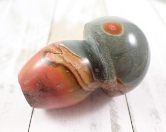Big Natural Polychrome Jasper Crystal Mushroom - Smooth Standing Crystal - Orange Gray Brown Shroom - 2.5 Inch Crystal Mushroom #MUSHY#1029
