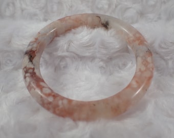58.0mm Pink Flower Agate Bangle Bracelet - Smooth Polished Round Bangle - Flower Agate Crystal Bracelet - Pink Agate No Chips #JEWEL#1252