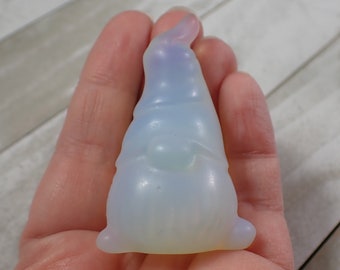1 Piece Opalite Gnome Crystal Carving - White Opalite Gnome - Shiny Polished Figurine - White Opalite Crystal Gnome 2.25 Inches #GNOME#1004