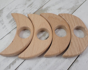 Moon Shaped Wooden Sphere Stand - Rounded Smooth Sphere Holder - 2.75 Inch Moon Stand .75 Inch Hole - Unsealed Wood Sphere Stand #STAND#1031