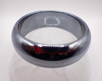 61.3mm Terahertz Metallic Silver Crystal Bangle Bracelet - Thick Smooth Polished Bangle - Gunmetal Shiny Bracelet Crystal Bangle #JEWEL#1792