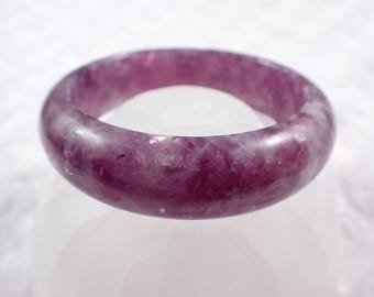 60.1mm Sparkly Natural Purple Mica Crystal Bangle Bracelet - Smooth Finish Flat Inside - Purple Lepidolite Mica Crystal Bangle #JEWEL#1461
