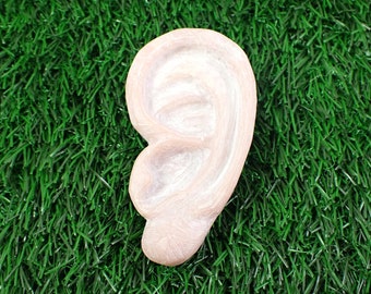 1 Piece Pink Opal Crystal Ear Carving - Pink Smooth Human Ear - 82x43x20mm Large Life Like Ear - Natural Pink Opal Ear Crystals #CRVNG#1528