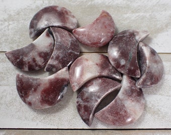 Natural Purple Red Jasper Crystal Moon Carving - Small Smooth Polished Moon - 1-1.5 Inches Purple Red White Jasper Crystal Moon #MINIS#1067