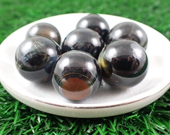 Shiny Blue Tiger Eye Jasper Mini Crystal Sphere - Blue Brown .75 Inch Ball - Small Mini Sphere - Natural Blue Tiger Eye Jasper #SPHER#1039