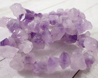 One Purple Amethyst Mini Point Crystal Bracelet - Purple Rough Point Amethyst Beads - Natural Amethyst Crystal Bead Bracelet - #BRCLT#1025B