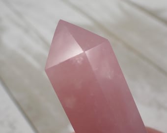 1 Piece Natural Rose Quartz DT Crystal Point - Opaque Dark Pink Smooth Polished - 4 Inch Rose Crystal Double Terminated Point #DTPNT#1020