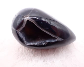 Dazzling Natural Sardonyx Crystal Egg - Sparkly Gray Sugar Texture Druzy - Polished Egg 2 Inches - Black White Gray Crystal #EGGS#1038