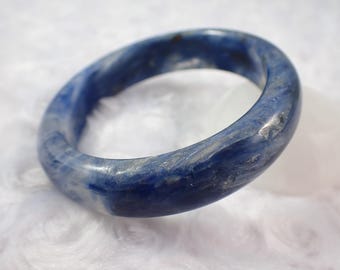 60.2mm Blue Kyanite Crystal Bangle Bracelet - Thick Smooth Polished Bracelet - Flat Inside - Blue Clear Crystal Bangle Bracelet #JEWEL#1352