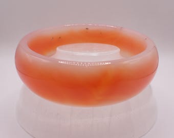 68.1mm Carnelian Crystal Cuff Bangle Bracelet - Smooth Thick Crystal Bracelet - Flat Inside Smooth Carnelian Bangle #JEWEL#1726