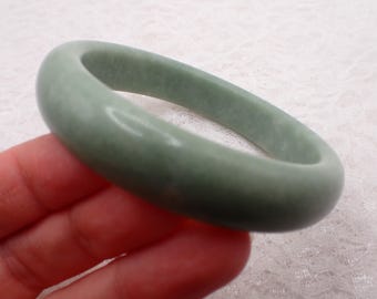 61.0mm Light Green Jade Crystal Bangle Bracelet - Semi-Smooth Polished Bangle - Natural Green Crystal Bracelet - No Chips  #JEWEL#1951