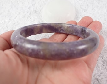60.2mm Amazing Natural Pink Tourmaline Crystal Bangle Bracelet - Smooth Finish Flat Inside - Purple Gray Pink Tourmaline Bangle #JEWEL#1089