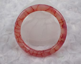 60.4mm Natural Dragon Agate Crystal Bangle Bracelet - Smooth Round Bangle - Red Pink White Dragon Agate Crystal Bangle Bracelet #JEWEL#1512
