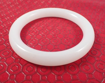 58.6mm Lovely Bright White Golden Jade Crystal Bangle Bracelet - Thick Natural Crystal Bangle - Smooth Polished Bangle Bracelet #JEWEL#1200
