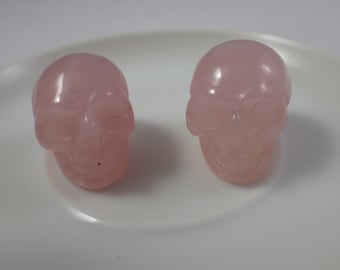 1 Piece Rose Quartz Mini Crystal Skull Carving - Pink Small Human Skull - Natural Pink Rose Quartz - Mini Crystal Carving Skull #SKULL#1031