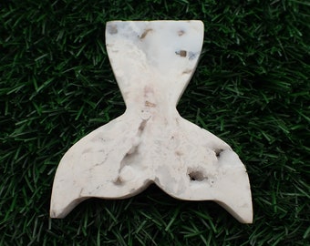 Bright White Druzy Agate Whales Tail Crystal Carving - Large Sugar Texture Mermaid Tail - White 3 Inch Tail Crystal - Druzy Agate CRVNG#1924