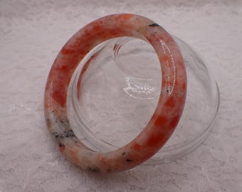 62.3mm Copper Flashy Sunstone Crystal Bangle Bracelet - Smooth Crystal Bangle Bracelet - Peach Copper White Opaque Sunstone #JEWEL#1962