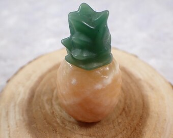 Fun Orange Calcite Green Aventurine Crystal Pineapple - Small Opaque Smooth Polished - 2 Inch Orange Green Crystal Pineapple #CRVNG#2255