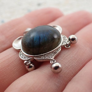 Natural Flashy Blue Labradorite Crystal Pendant - Silver dangles Natural Labradorite Crystal Pendant #PNDNT#1074