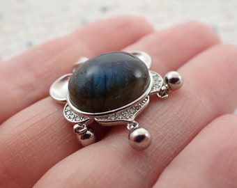 Natural Flashy Blue Labradorite Crystal Pendant - Silver dangles Natural Labradorite Crystal Pendant #PNDNT#1074