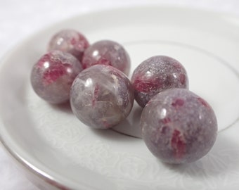 Perfect Mini Unicorn Stone Crystal Spheres - Purple Pink White - Lepidolite Pink Tourmaline Spheres - .5 Inch Unicorn Stone Mini #SPHER#1056