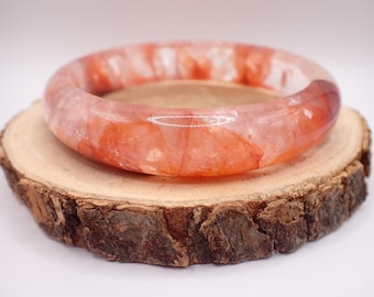 66.1mm Red-Orange, Fire Quartz Bangle Bracelet - Smooth Round Polished - Natural Fire Quartz Crystal - Fire Quartz Bangle #JEWEL#1702