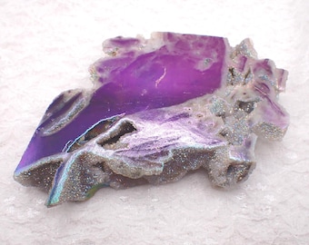 Super Sparkly Large Aura Sphalerite Crystal Slab - White Gray Purple - Flat Textured Sugar Slab - Aura Sphalerite Slab #SLABS#1063