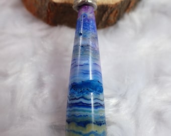Crazy Lace Agate Crystal Pendulum Pendant - Faceted Pointy Crystal - Dyed pendulum pendant - 2 Inch Crazy Lace Agate -  #PNDNT#1114