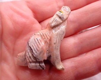 Spirit Animal Howling Wolf Dolomite Crystal - Wolf Gift for Dad Small Figurine - Metaphysical Healing Crystal Mini Figurine #SPRIT#1002