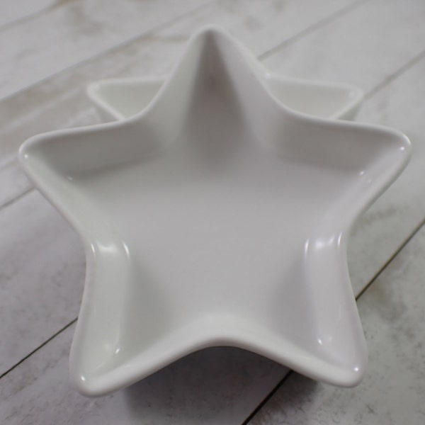 1 Piece White Star Shaped Crystal Glass Bowl - Small Smooth Polished - White Glass Bowl - Flat Star Tray Bowl for Crystals #BOWLS#1004