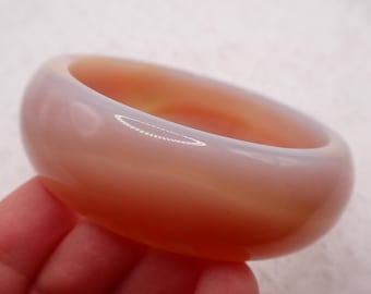 62.6mm Red Agate Crystal Cuff Bangle Bracelet - Shiny Thick Crystal Bracelet - Flat Inside Smooth Red Agate Bangle #JEWEL#1895