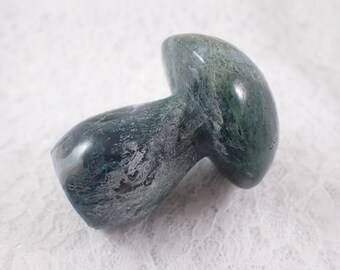 Large Green Moss Agate Crystal Mushroom Carving - Green Smooth Standing Crystal - Natural Moss Agate Crystal - 2.25 Inch Mushroom MUSHY#1034