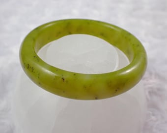 59.3mm Green Milk Jade Crystal Bangle Bracelet - Smooth Polished Bangle - Natural Olive Green Crystal Bracelet - No Chips Nice #JEWEL#1458