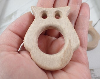 Adorable Owl Shaped Wooden Sphere Stand - Rounded Smooth Sphere Holder - 2.25 Inch Stand 1 Inch Hole - Unsealed Wood Sphere Stand STAND#1032