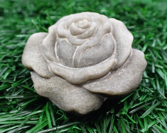 1 Piece Matte Rose Flower Crystal Carving - Gold Obsidian Flower - Thick Textured Gold Sheen Obsidian - Carved Flower Crystal #FLWRS#1008