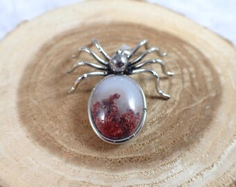 1 Piece Moss Agate Spider Crystal Pendant - Smooth polished -Oval Crystal Cab Pendant -  40x38x7mm Moss Agate #PNDNT#1110