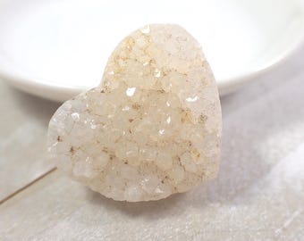Small Sparkly Druzy Agate Heart Crystal Cluster - Beige Heart Cluster Crystal - 1.25 Inch Natural Crystal - Druzy Agate Heart #CRVNG#1687