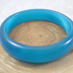 57.8mm Shiny Aqua Blue Cats Eye Crystal Bangle Bracelet - Smooth Finish Flat Inside Bangle Bracelet - Turquoise Cat Eye Crystal #JEWEL#1269